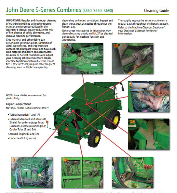 John Deere S-Series Combines (S550, S660â€“S690) Cleaning Guide