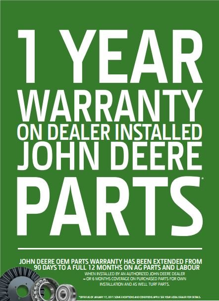 John Deere Parts Warranty Cross Implement